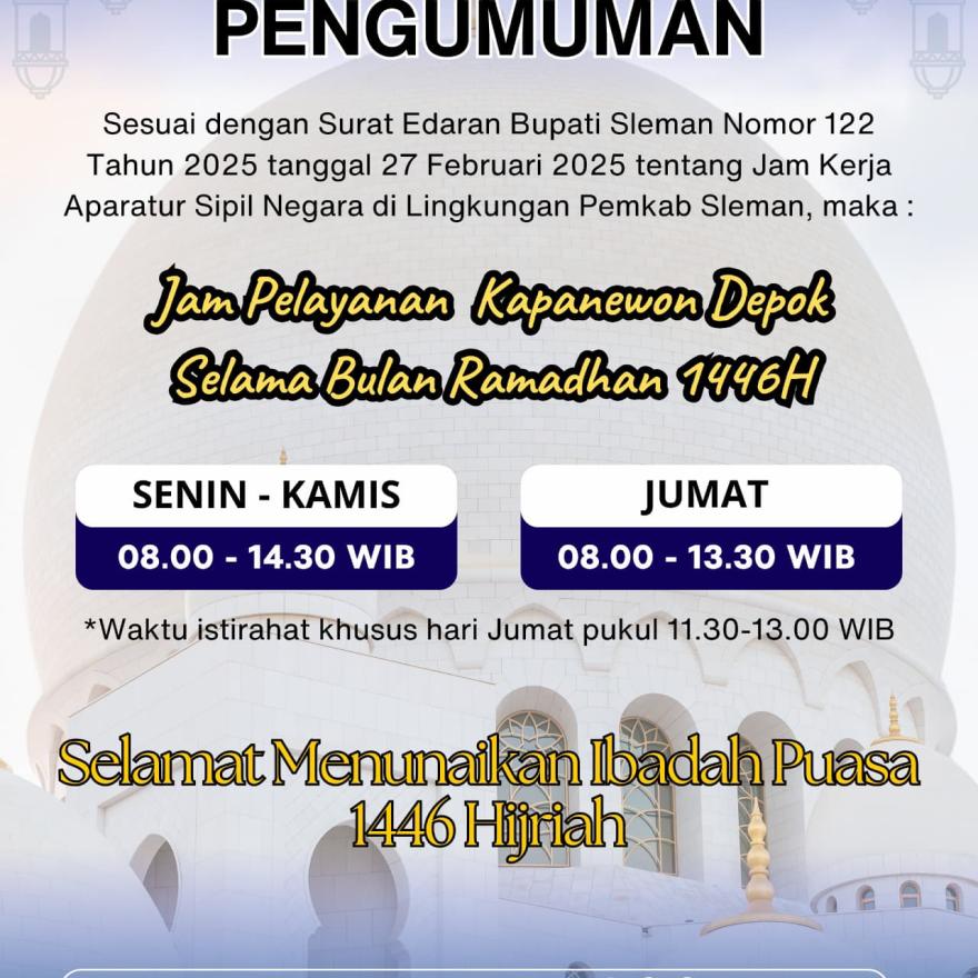 JAM BUKA DAN JAM PELAYANAN SELAMA BULAN ROMADHON 2025